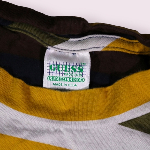 Vintage Guess Jeans USA Striped T-Shirt Men's S Multi-Color Made In USA Y2K - Picture 3 of 4